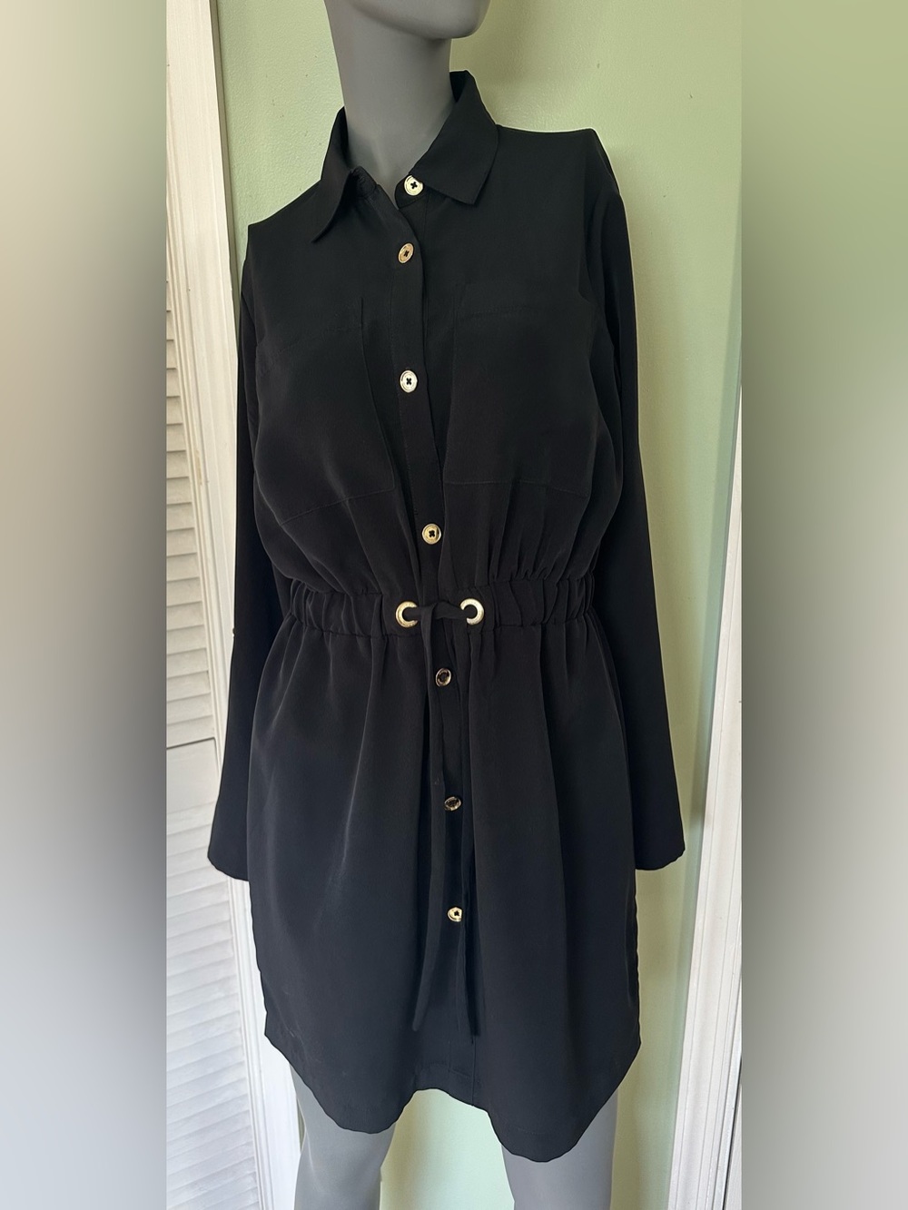 Michael Kors Small  Women's Belted Black Shirt Dress Button Knee Length